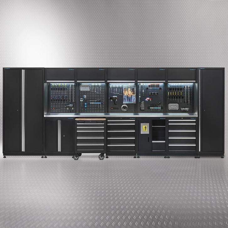 Datona Werkplaatsinrichting PREMIUM met RVS werkblad 500 cm, Doe-het-zelf en Verbouw, Werkbanken, Nieuw, Ophalen of Verzenden