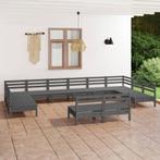 vidaXL 12-delige Loungeset massief grenenhout grijs, Verzenden, Nieuw, Loungeset