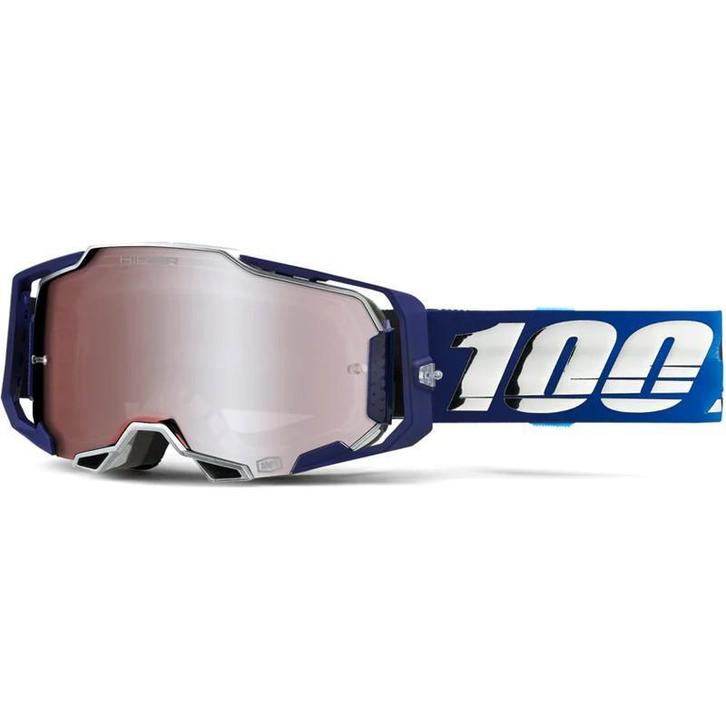 Crossbril 100% Armega - Blauw / Zilver - Hiper Spiegellens, Motoren, Kleding | Motorkleding, Nieuw met kaartje, Motorcrosskleding