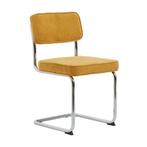 *WOONWINKEL* Ribstof Eetkamerstoel Geel Met Chroom, Huis en Inrichting, Stoelen, Verzenden, Nieuw, Stof