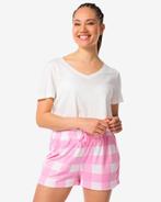 HEMA Dames pyjamashort micro ruiten fluor roze 1+1 gratis, Kleding | Dames, Ondergoed en Lingerie, Verzenden