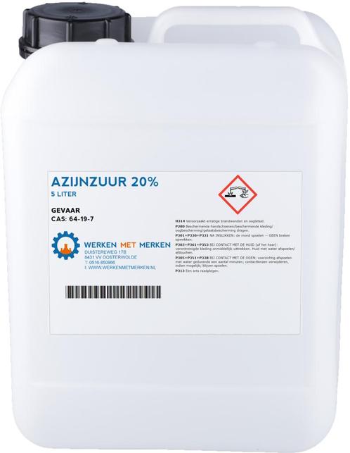 Wmm Chemie Azijnzuur 20 5 liter, jerrycan, Doe-het-zelf en Verbouw, Overige Doe-het-zelf en Verbouw, Nieuw, Verzenden