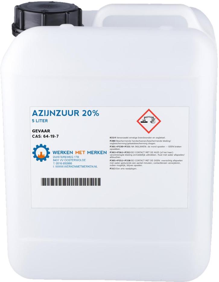 Wmm Chemie Azijnzuur 20 5 liter, jerrycan, Doe-het-zelf en Verbouw, Overige Doe-het-zelf en Verbouw, Nieuw, Verzenden
