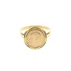 Gouden ring met munt | John F. Kennedy (vintage, muntring), Gebruikt, Overige kleuren, Ophalen of Verzenden, 17 tot 18