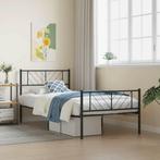 vidaXL Bedframe met hoofd- en voeteneinde metaal zwart, Huis en Inrichting, Slaapkamer | Bedden, 100 cm, Eenpersoons, Verzenden