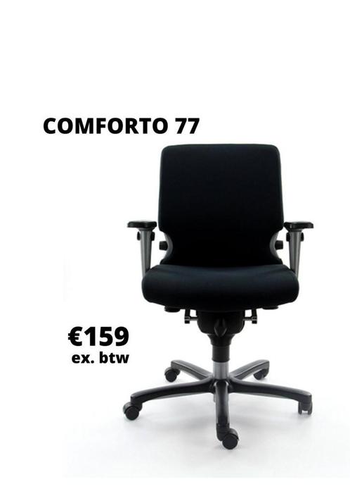 Bureaustoel Haworth Comforto 77 - Zwart - Refurbished, Huis en Inrichting, Bureaustoelen, Bureaustoel, Zwart, Zo goed als nieuw