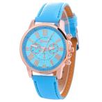 Fako® - Horloge - Geneva - Roman - Metal - Lichtblauw, Verzenden, Nieuw
