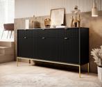 Dressoir mat zwart 154x39x83 cm goud hotel chique, Nieuw, 150 tot 200 cm, 25 tot 50 cm, Industrieel