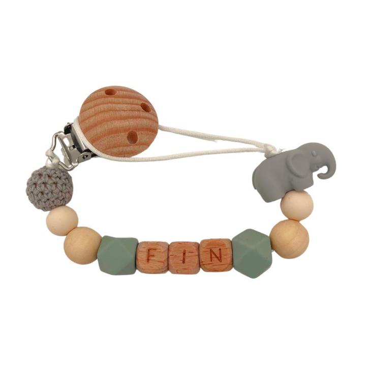 Speenkoord Olifant - Met eigen naam - € 13,95, Kinderen en Baby's, Babymode-accessoires, Nieuw