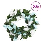 vidaXL Kerstslingers met bloemen 6 st 240 cm blauw en wit, Verzenden, Nieuw