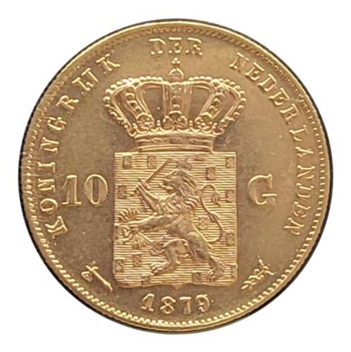 GOUDEN TIEN GULDEN WILLEM III 1879/77 (OVERSLAG), Postzegels en Munten, Munten | Nederland, Losse munt, Koning Willem III, Goud