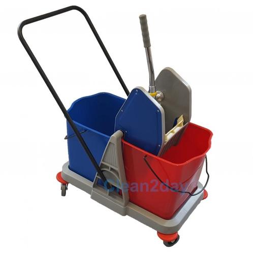 Moptrolley kunststof 2 x 15 ltr., Huis en Inrichting, Schoonmaakartikelen, Dweilemmer, -bak, of -wagen, Ophalen of Verzenden