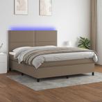 vidaXL Boxspring met matras en LED stof taupe 180x200 cm, Huis en Inrichting, Slaapkamer | Bedden, Eenpersoons, Verzenden, Nieuw
