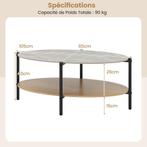 COSTWAY Stone salontafel, ovale salontafel met 2 niveaus, me, Verzenden, Zo goed als nieuw