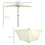 TRUUSK Parasol 265x240 Cm Halfparasol Met LED, Halfronde Ter, Verzenden, Nieuw