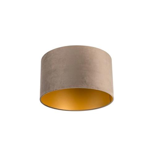Velours lampenkap taupe 35/35/20 met gouden binnenkant, Huis en Inrichting, Lampen | Lampenkappen, Minder dan 25 cm, Overige vormen