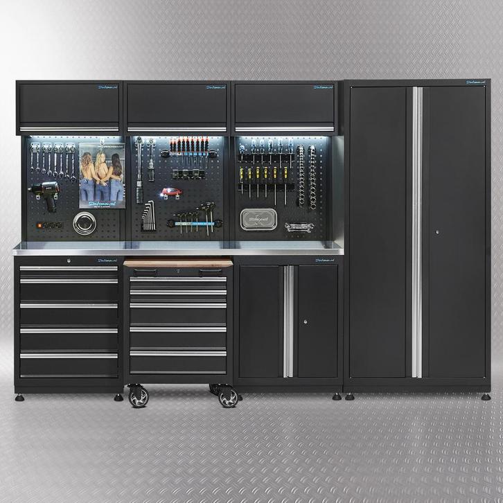 Datona Werkplaatsinrichting PREMIUM met RVS werkblad 300 cm, Doe-het-zelf en Verbouw, Werkbanken, Nieuw, Ophalen of Verzenden