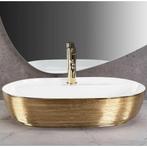 REA Wastafel - Modern Design - Goud/Wit - 61 cm - Opbouwm..., Ophalen of Verzenden, Nieuw