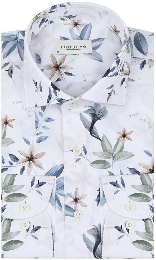 Profuomo Overhemd Bloemenprint Wit maat 42 Heren, Kleding | Heren, Overhemden, Nieuw, Verzenden