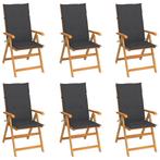 vidaXL Tuinstoelen 6 st met antracietkleurige kussens, Verzenden, Nieuw, Teakhout