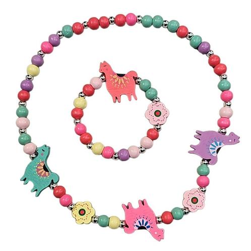 Fako Bijoux® - Kinderketting en Armband - Hout - Drie Lamas, Sieraden, Tassen en Uiterlijk, Kettingen, Verzenden