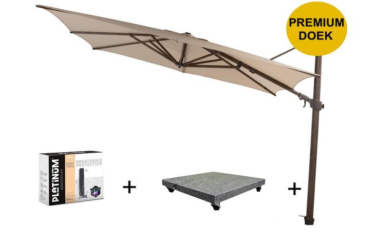 Siesta premium zweefparasol 300x300 cm wenge frame beach 4, Tuin en Terras, Parasols, Nieuw, Ophalen of Verzenden