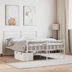 vidaXL Bedframe met hoofd- en voeteneinde metaal wit 140x200, Huis en Inrichting, Slaapkamer | Bedden, Verzenden, Wit, 140 cm