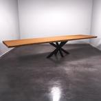 Boomstamtafel, Eettafel 420x110 massief hardhout, metaalpoot, Huis en Inrichting, Tafels | Eettafels, Overige houtsoorten, Robuust Modern