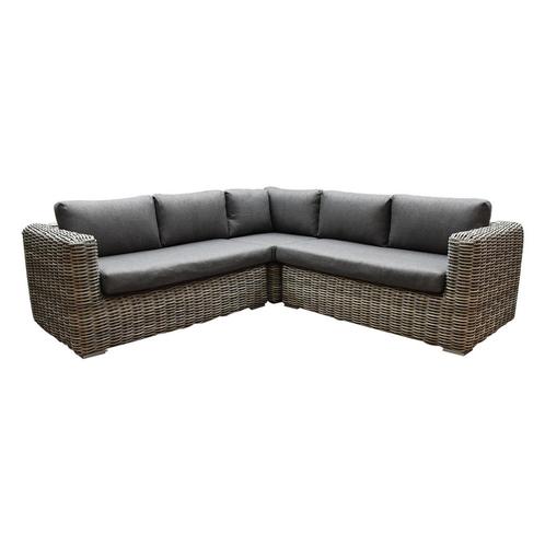 Cervo hoek loungeset 3-delig grijs wicker, Tuin en Terras, Tuinsets en Loungesets, Nieuw, Wicker, Ophalen of Verzenden