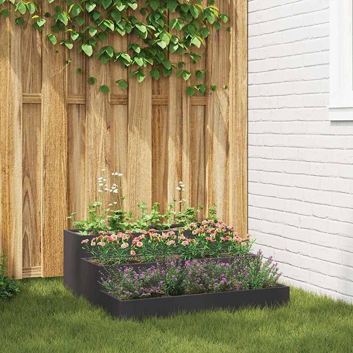vidaXL Tuin Bloempot Zwart 90 x 90 x 35 cm Staal, Tuin en Terras, Bloembakken en Plantenbakken, 60 tot 100 cm, Nieuw, Metaal, 30 tot 60 cm
