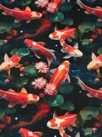 TexStilArt - KOI HARMONY - Exclusief stof 100% katoen, Antiek en Kunst
