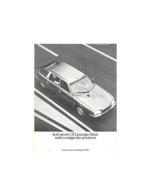 1980 CITROËN CX LIMOUSINE DIESEL LEAFLET NEDERLANDS, Boeken, Auto's | Folders en Tijdschriften