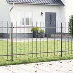 vidaXL Tuinhek met Spitse Top Grijs 11,9 x 1 m Staal, Verzenden, Nieuw, IJzer