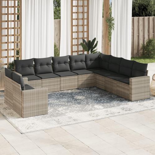 vidaXL 10-delige Loungeset met kussens poly rattan, Tuin en Terras, Tuinsets en Loungesets, Loungeset, Nieuw, Rotan, Verzenden