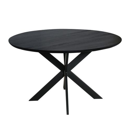 Eiken eettafel Ferris | Rond 130 cm | Zwart, Huis en Inrichting, Tafels | Eettafels, Nieuw, Ophalen of Verzenden