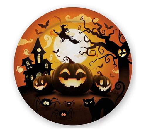 Halloween Borden Pompoen 23cm 6st, Hobby en Vrije tijd, Feestartikelen, Nieuw, Verzenden