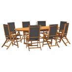 vidaXL 9-delige Tuinset massief acaciahout en textileen, Tuin en Terras, Nieuw, 8 zitplaatsen, Tuinset, Verzenden