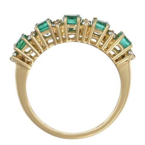 Ring - 18 karaat Geel goud - 1.24ct. tw. Smaragd - Diamant, Sieraden, Tassen en Uiterlijk, Ringen