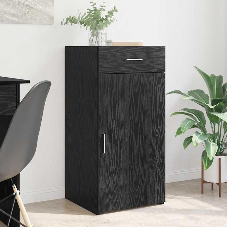 vidaXL Dressoir met lade Zwart eiken 42.5 x 40 x 93 cm, Huis en Inrichting, Kasten | Dressoirs, Nieuw, Minder dan 50 cm, Overige houtsoorten