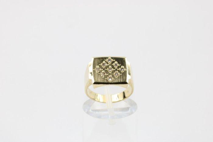Ring - 14 karaat Geel goud - 0.36ct. tw. Diamant, Sieraden, Tassen en Uiterlijk, Ringen
