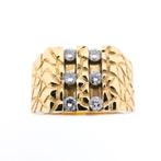 Gouden nugget ring met diamant; 0,72 ct. | Heren (witgoud), Gebruikt, Overige kleuren, 20 of groter, Heer