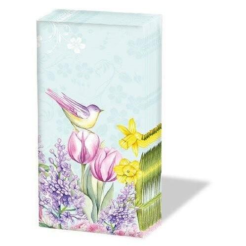 1 Pakje papieren zakdoeken - Blooming Garden Turquoise, Hobby en Vrije tijd, Knutselen, Ophalen of Verzenden