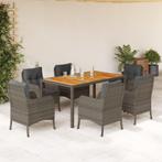 vidaXL 7-delige Tuinset met kussens poly rattan grijs, Tuin en Terras, Tuinsets en Loungesets, 6 zitplaatsen, Nieuw, Tuinset, Verzenden