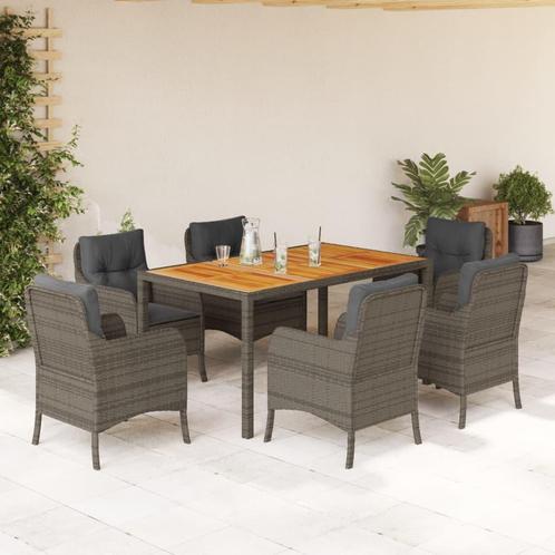 vidaXL 7-delige Tuinset met kussens poly rattan grijs, Tuin en Terras, Tuinsets en Loungesets, Tuinset, Nieuw, 6 zitplaatsen, Rotan
