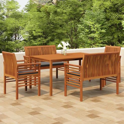 vidaXL 5-delige Tuinset met kussens massief acaciahout, Tuin en Terras, Tuinsets en Loungesets, Tuinset, Nieuw, Hardhout, Verzenden