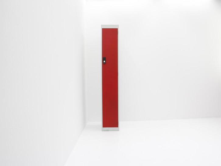 Garderobekast 180x30x50cm (hxbxd) 1-deurs - lichtgrijs/rood, Huis en Inrichting, Woonaccessoires | Kapstokken, Overige typen, Gebruikt