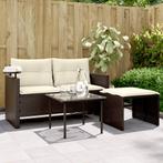 vidaXL 3-delige Loungeset met kussens poly rattan bruin, Verzenden, Nieuw, Rotan, Loungeset