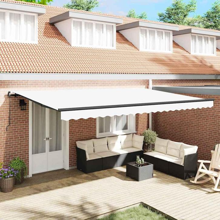 vidaXL Markies Wit 500 × 300 cm Stof, Tuin en Terras, Zonneschermen, Nieuw, Verzenden