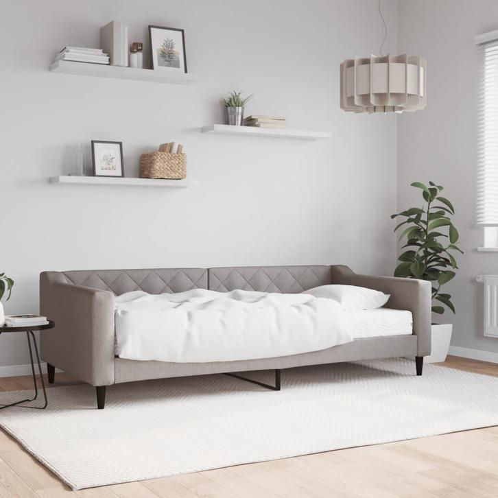 vidaXL Slaapbank met matras 90x200 cm stof taupe, Huis en Inrichting, Slaapkamer | Bedden, 90 cm, 200 cm, Eenpersoons, Nieuw, Stof