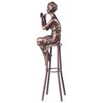 Figuur - Bronzefigur Frau auf Hocker 28cm - Brons
